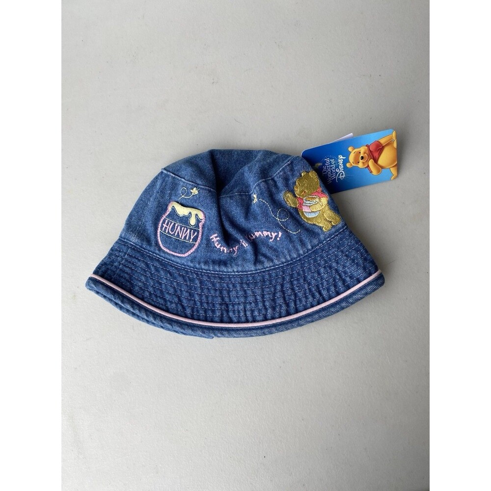 Vintage Y2K Winnie The Pooh Denim Bucket Hat Embroidered Disney Toddler NWT